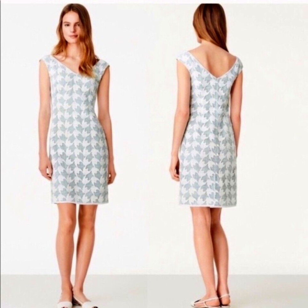 Tory Burch Size 0 Brooklynn Dress V-Neck Sheath White Lace Sea Moss Green Lining